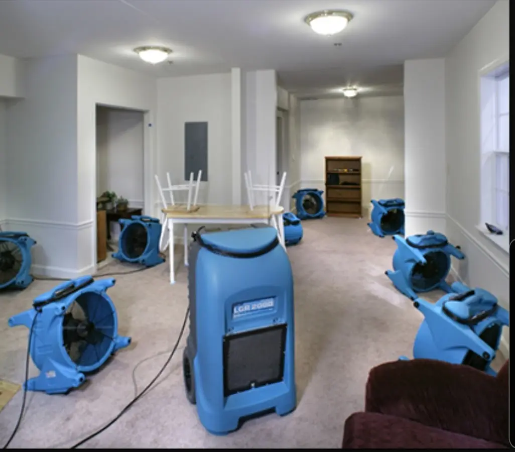 Air movers and dehumidifier setup for Water Damage Restoration in Bogalusa