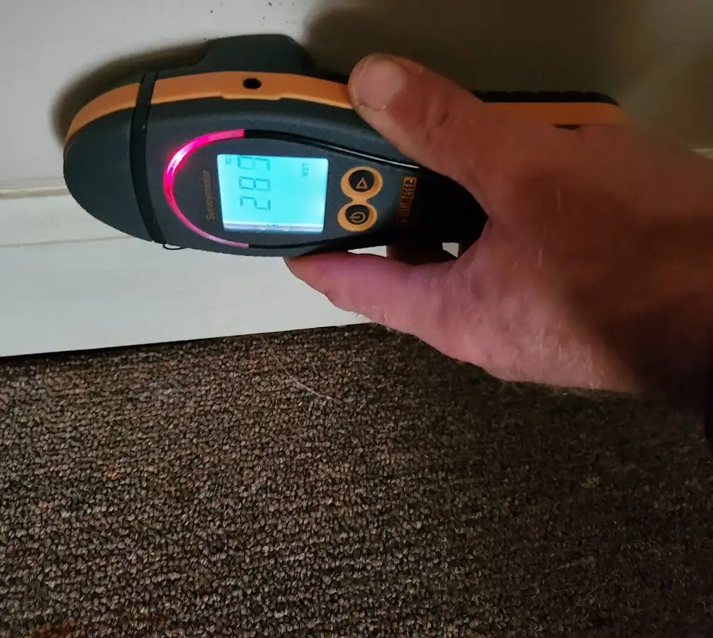 Moisture detection at baseboard during Storm Damage Restoration in Bogalusa